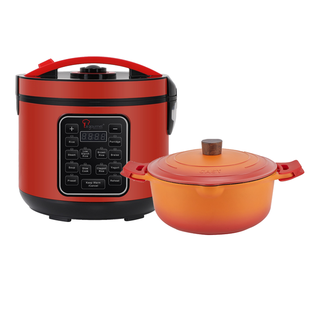 La Gourmet Shogun Flame 28cm Casserole + La Gourmet Shogun Flame 1.5L Healthy Rice Cooker