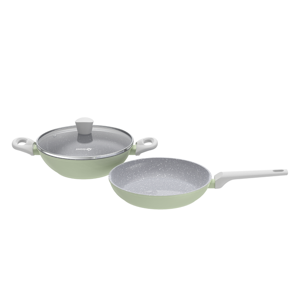 La Gourmet Shogun Smart 3PCs Set - Green (24cm Frypan + 24cm Wok)