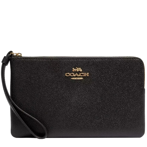 Coach Large Corner Zip Wristlet in Black CV395