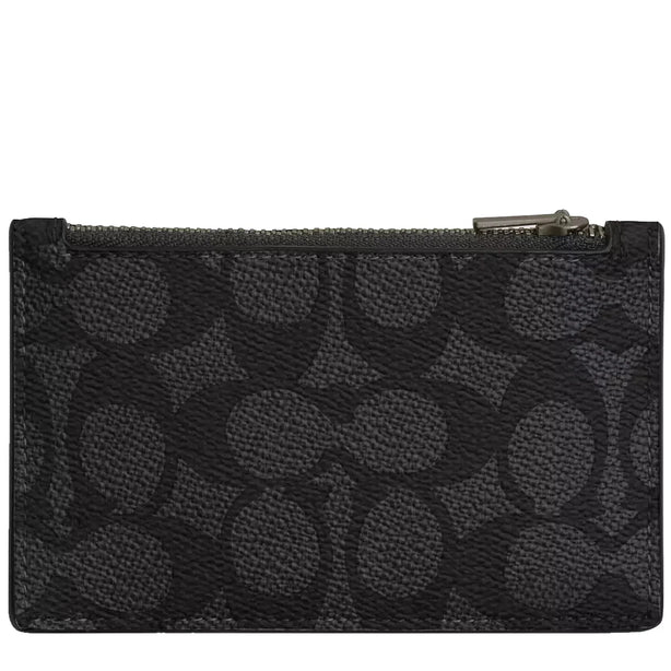 Coach Zip Card Case In Signature Canvas in Charcoal/ Black CV764