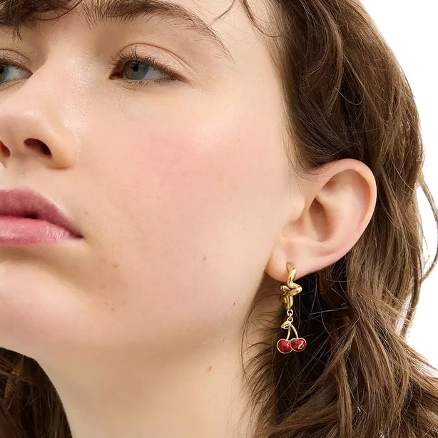 Coach Cherry Wavy Huggie Earrings - Red CAA16