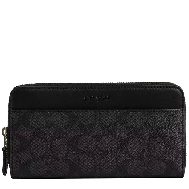 Coach Accordion Wallet In Signature Canvas - Charcoal/ Black CY405