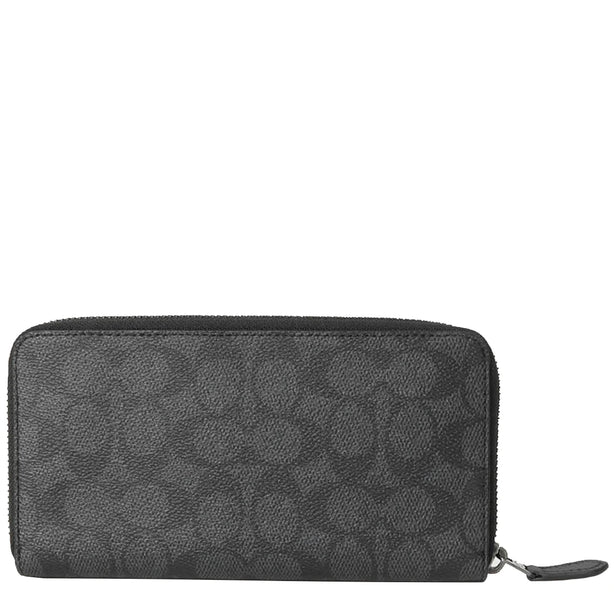 Coach Accordion Wallet In Signature Canvas - Charcoal/ Black CY405