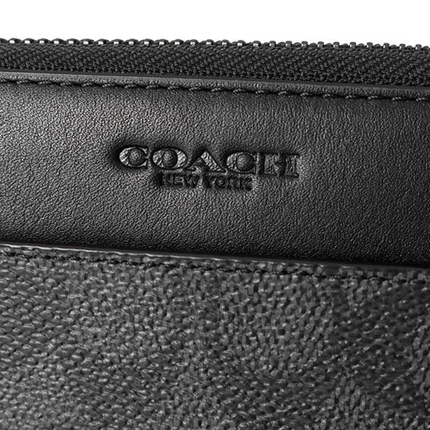 Coach Accordion Wallet In Signature Canvas - Charcoal/ Black CY405