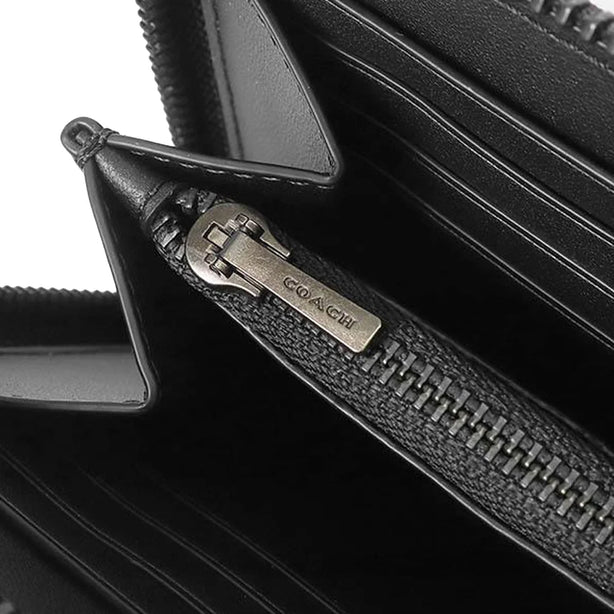 Coach Accordion Wallet In Signature Canvas - Charcoal/ Black CY405