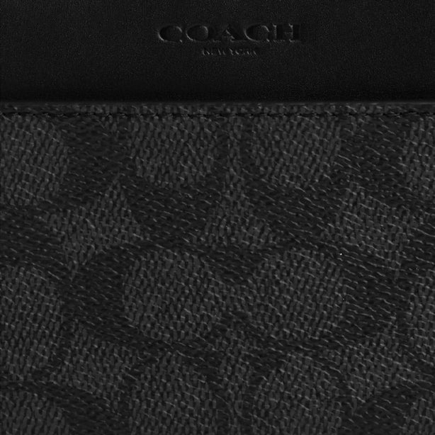 Coach Accordion Wallet In Signature Canvas - Charcoal/ Black CY405