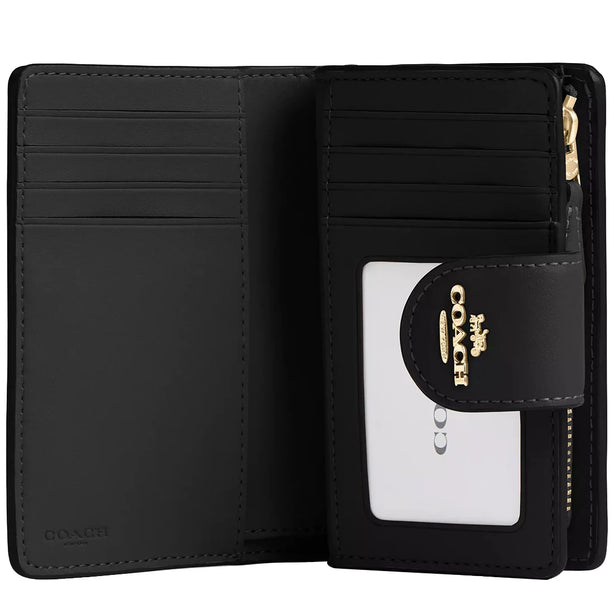 Coach Medium Corner Zip Wallet In Signature Canvas - Tan/ Black CW786