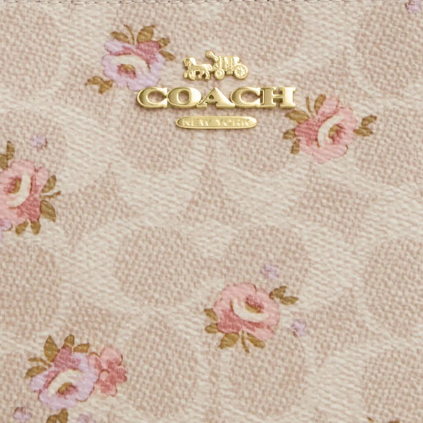 Coach Large Corner Zip Wristlet In Signature Canvas - Sand Multi CBA72