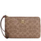 Coach Large Corner Zip Wristlet In Signature Canvas - Tan/ Brown CZ277