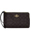 Coach Large Corner Zip Wristlet In Signature Canvas - Walnut/ Black CZ277