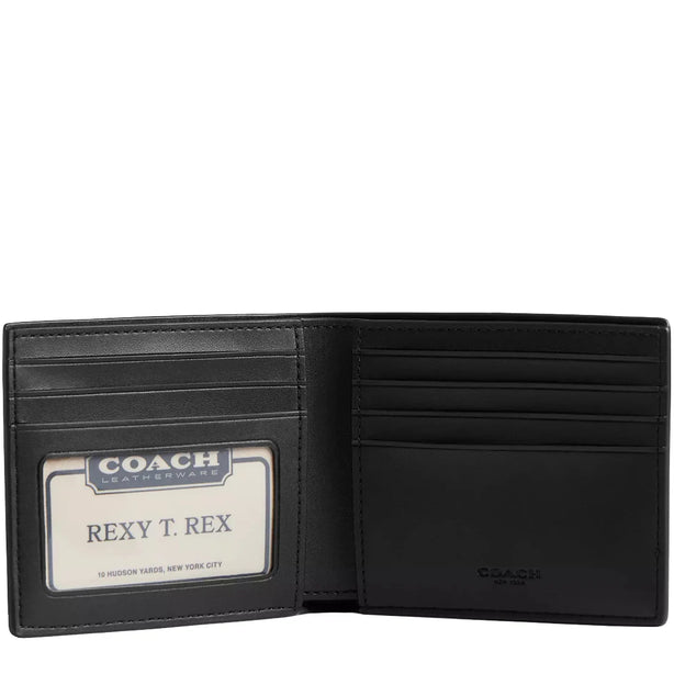 Coach Id Billfold Wallet In Signature Canvas - Charcoal/ Black CY394