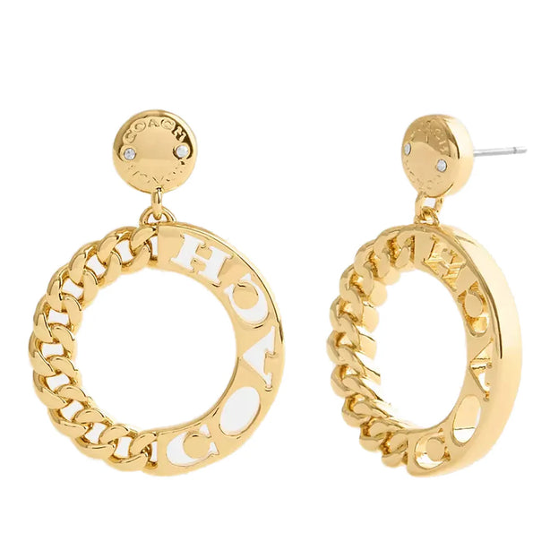 Coach Rivet Chain Drop Earrings- Gold CBW11