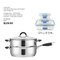 La Gourmet Aura 28cm Deep Frypan with Steamer Insert & Glass Lid +La gourmet Pureglass Set 3 - 1000ml Rect Container with cutlery+ 320ml Sq Container + 370ml Rect Container