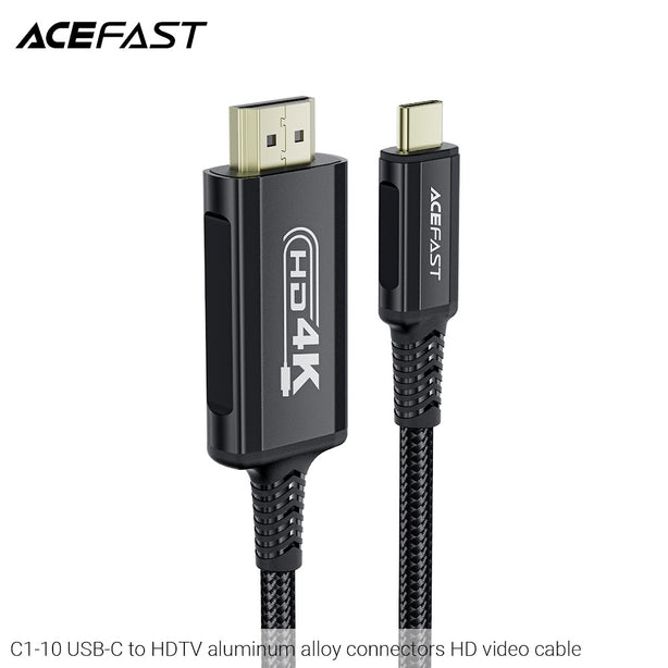 Acefast C1-10 USB-C to HDTV Aluminum Alloy Connectors HD Video Cable (1.8m) - Black
