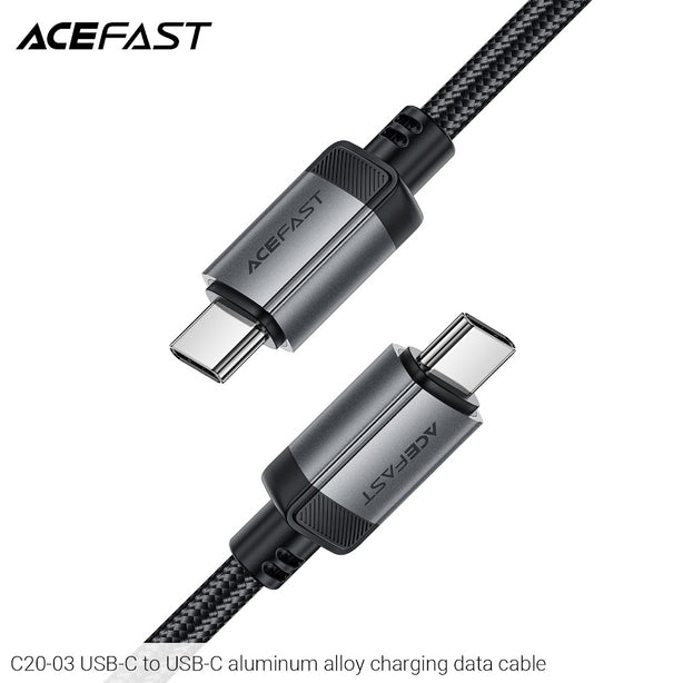 Acefast C20-03 USB-C to USB-C 60W Aluminum Alloy Charging Data Cable (1.2m) - Black