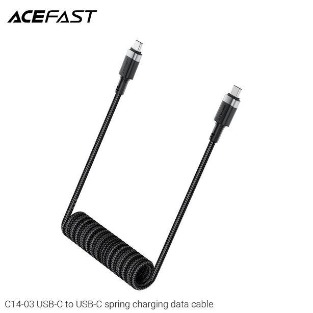 Acefast C14-03 USB-C to USB-C Spring Charging Data Cable (1.2m) - Black