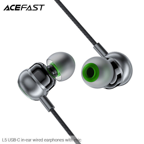 Acefast L5 USB-C In-Ear Wired Earphones with Mic - Black