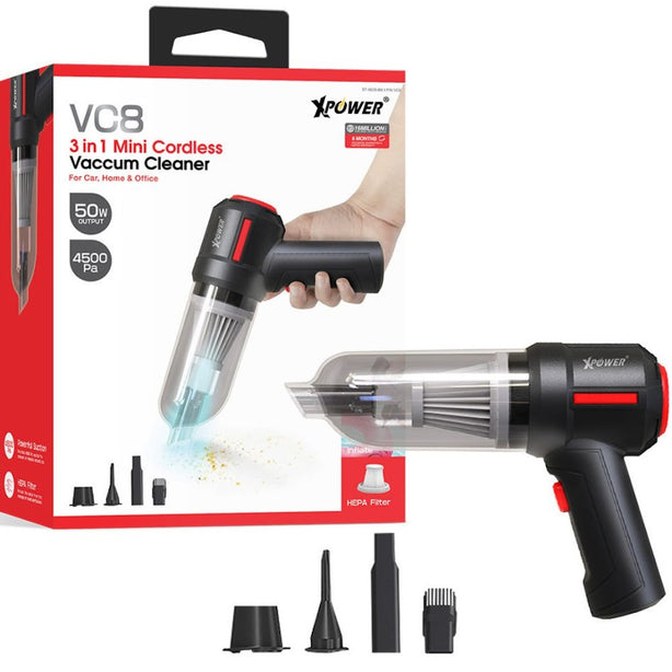 XPower VC8 3 In 1 Mini Wireless Vacuum Cleaner + Pump
