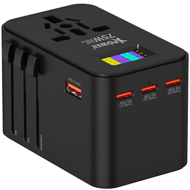 XPower TA75D LED Display 5-Output 75W PD 3.0/PPS Travel Adapter