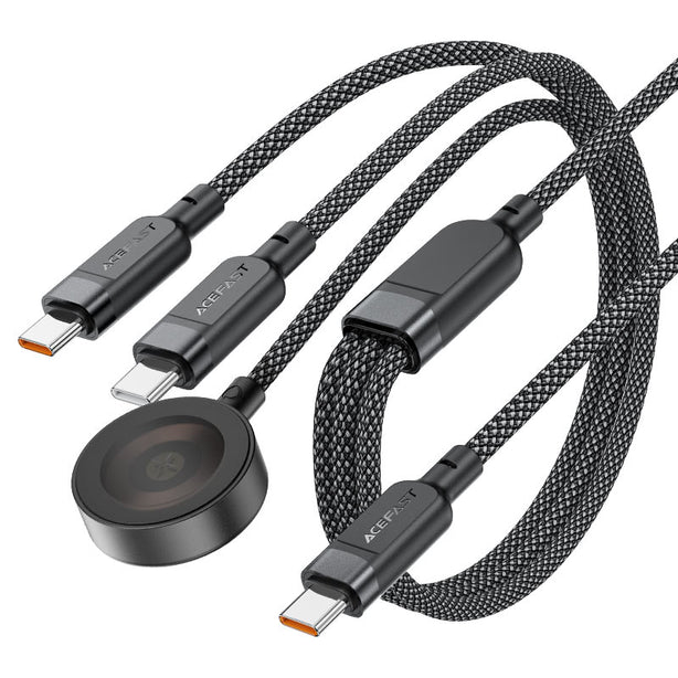 Acefast C6-11 USB-C 3-in-1 100W Intelligent Balance Charging Data Cable (0.8m + 0.4m) - Black