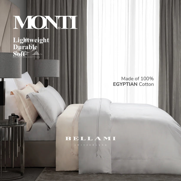 Bellami Monti 100% Egyptian Cotton 1500 Thread Count Fitted Sheet Set | Duvet Cover Set I Pillow Bolster Case