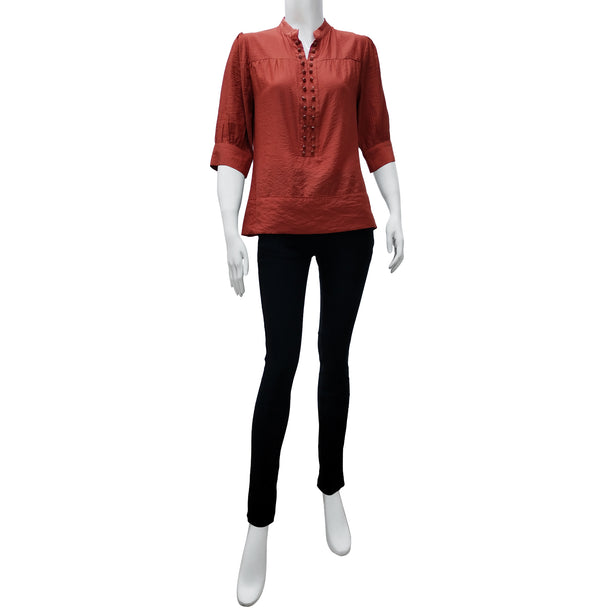 Joan Allen Faux Button Detail Blouse