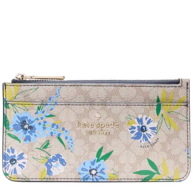 Kate Spade Spade Flower Floral Large Slim Card Holder - Blazer Blue Multi KK913