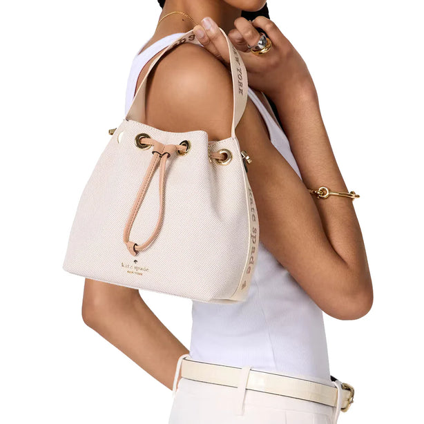 Kate Spade Kip Canvas Bucket Bag - Light Fawn Multi KL048