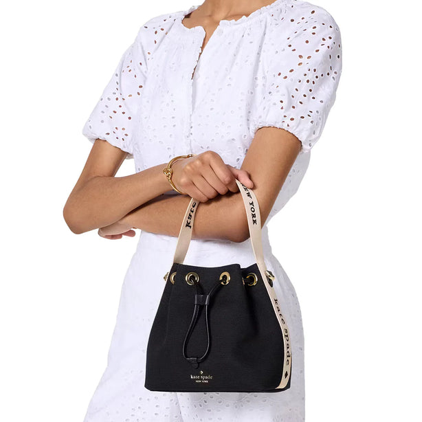 Kate Spade Kip Canvas Bucket Bag - Black KL048
