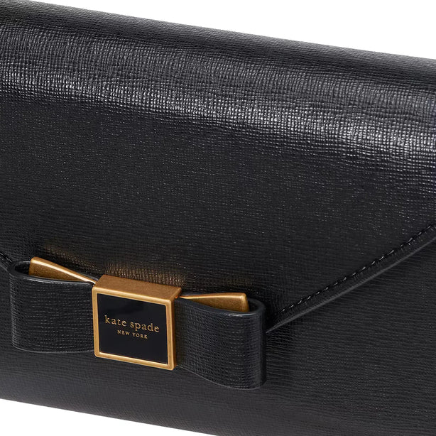 Kate Spade Morgan Bow Embellished Envelope Flap Crossbody Bag - Black KF927