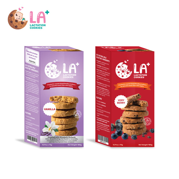 LA+ Lactation Cookies - Very Berry & Vanilla Bundle Set (2 boxes)