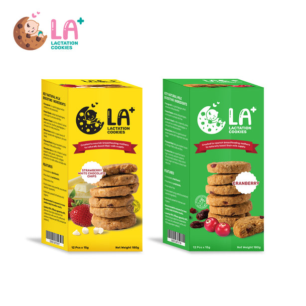 LA+ Lactation Cookies - Cranberry & Strawberry White Chocolate Bundle Set (2 boxes)