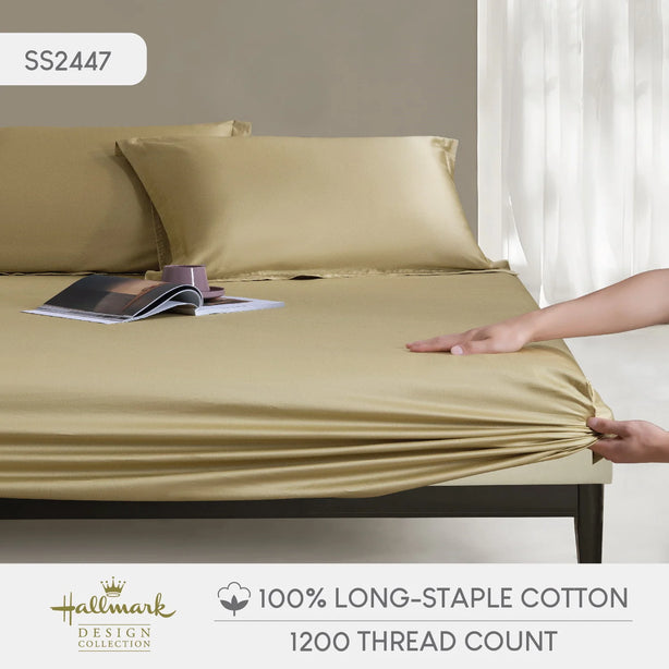 Long-Staple Cotton Bed Sheet – 1200TC - Khaki