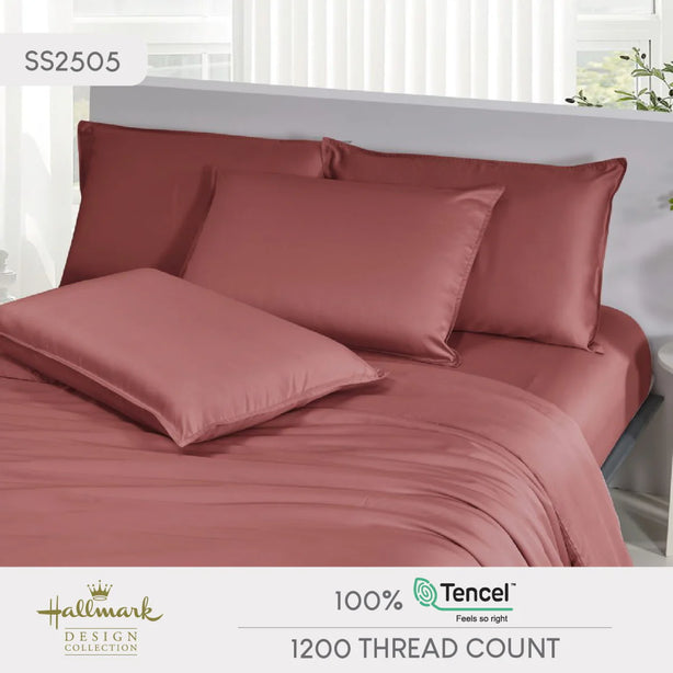 Hallmark Morbida Pure Tencel 1200TC Plain Bed Linen - Red