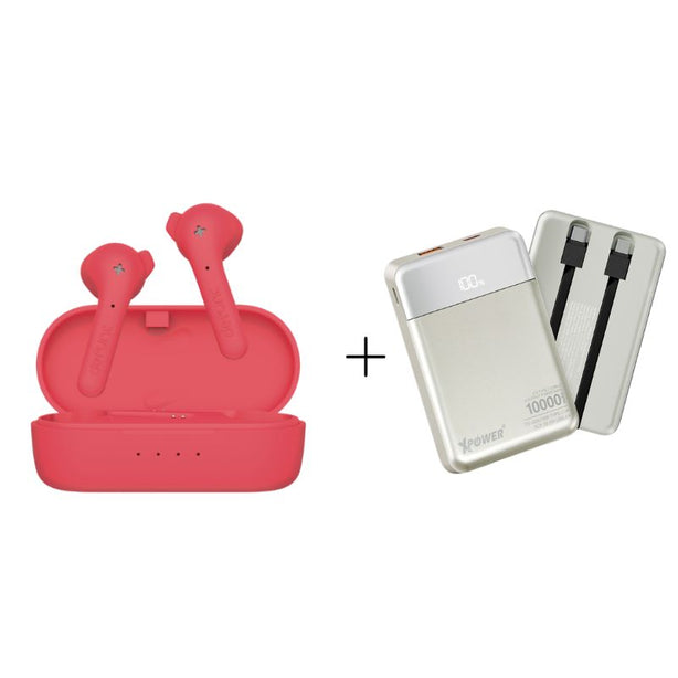 Defunc True Basic True Wireless Earbuds + XPower B10H Built-in Type-C x 2 Cable 10,000mAh PD + SCP PowerBank - Titanium (Bundle Deals)