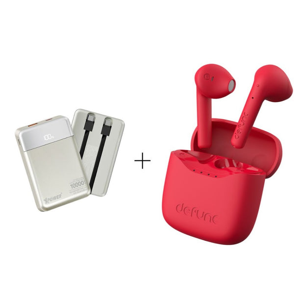 Defunc TRUE LITE True Wireless + XPower B10H Built-in Type-C x 2 Cable 10,000mAh PD + SCP PowerBank - Titanium (Bundle Deals)