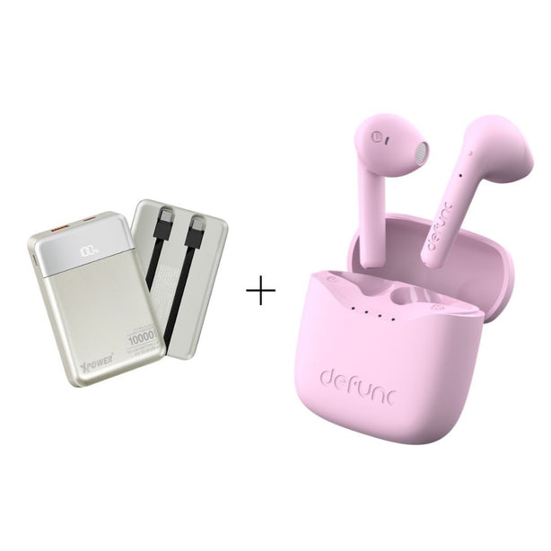 Defunc TRUE LITE True Wireless + XPower B10H Built-in Type-C x 2 Cable 10,000mAh PD + SCP PowerBank - Titanium (Bundle Deals)