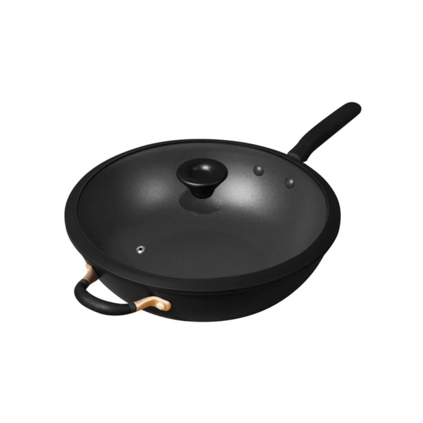 Meyer Accent Series Ultra-Durable Nonstick Induction 32cm Stirfry Pan with Glass Lid and Helper Handle