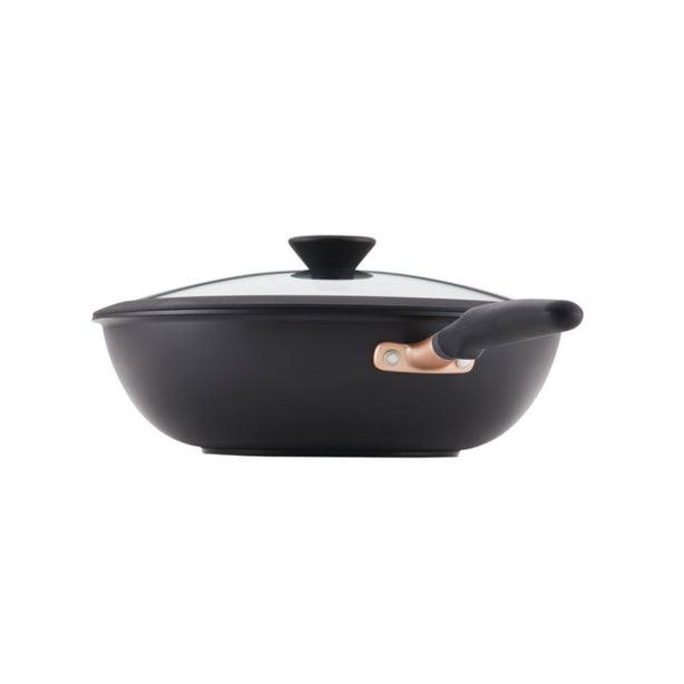 Meyer Accent Series Ultra-Durable Nonstick Induction 32cm Stirfry Pan with Glass Lid and Helper Handle
