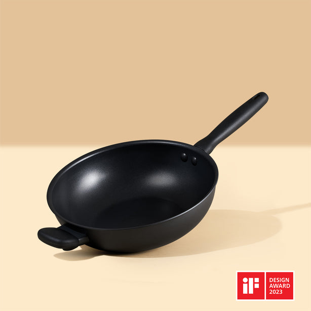 Meyer Midnight Series Nonstick Induction 28cm Stirfry with Helper Handle