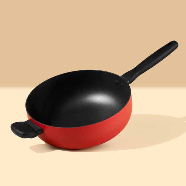 Meyer Bauhaus Series Nonstick Induction 26cm/3.8L Chef's Pan with Helper Handle (Roma Red)