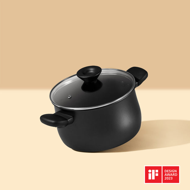 Meyer Midnight Series Nonstick Induction 20cm/3.8L Stockpot with Glass Lid