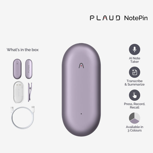PLAUD NotePin Wearable AI Voice Recorder -Transcribe & Summarize with AI. Support 112 Languages (2 wearing styles)