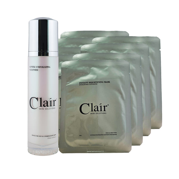 Gentle Exfoliating Cleanser 120ml + Instant Brightening Mask 25ml 8pcs