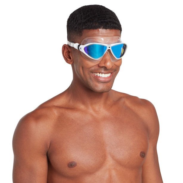 Zoggs Australia Adult Horizon Flex Titanium Lens White Swim Goggles Mask