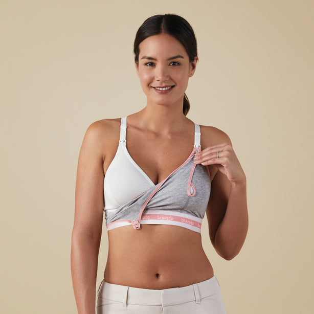 Bravado Designs Clip And Pump Hands-Free Nursing Bra Accessory - Sustainable - Dove Heather With Dusted Peony