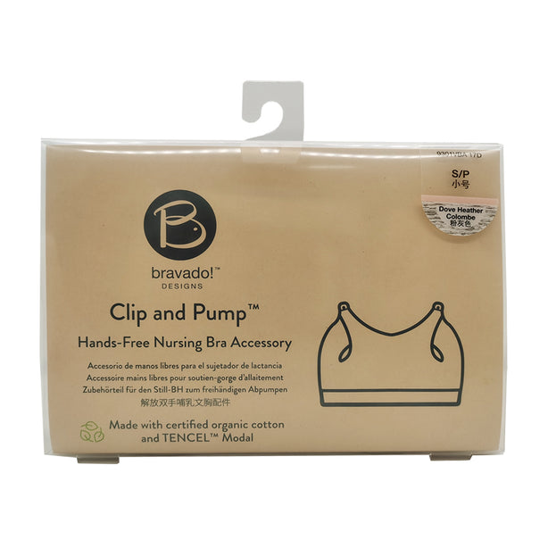 Bravado Designs Clip And Pump Hands-Free Nursing Bra Accessory - Sustainable - Dove Heather With Dusted Peony