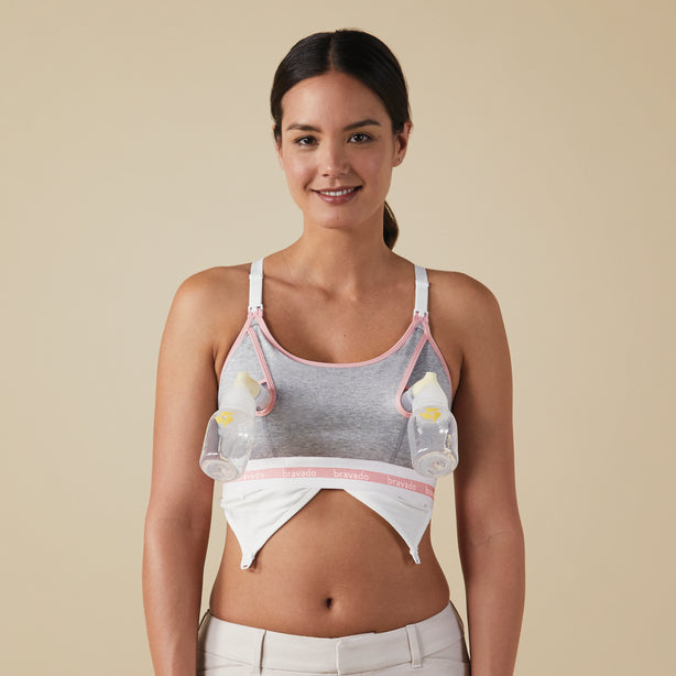 Bravado Designs Clip And Pump Hands-Free Nursing Bra Accessory - Sustainable - Dove Heather With Dusted Peony