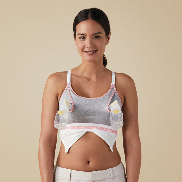 Bravado Designs Clip And Pump Hands-Free Nursing Bra Accessory - Sustainable - Dove Heather With Dusted Peony