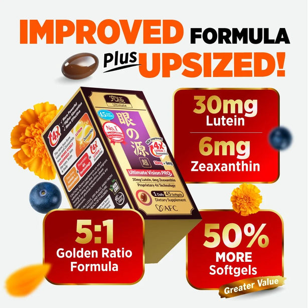 AFC Ultimate Vision PRO 4X Eye Supplement for Floaters Glaucoma Lutein
